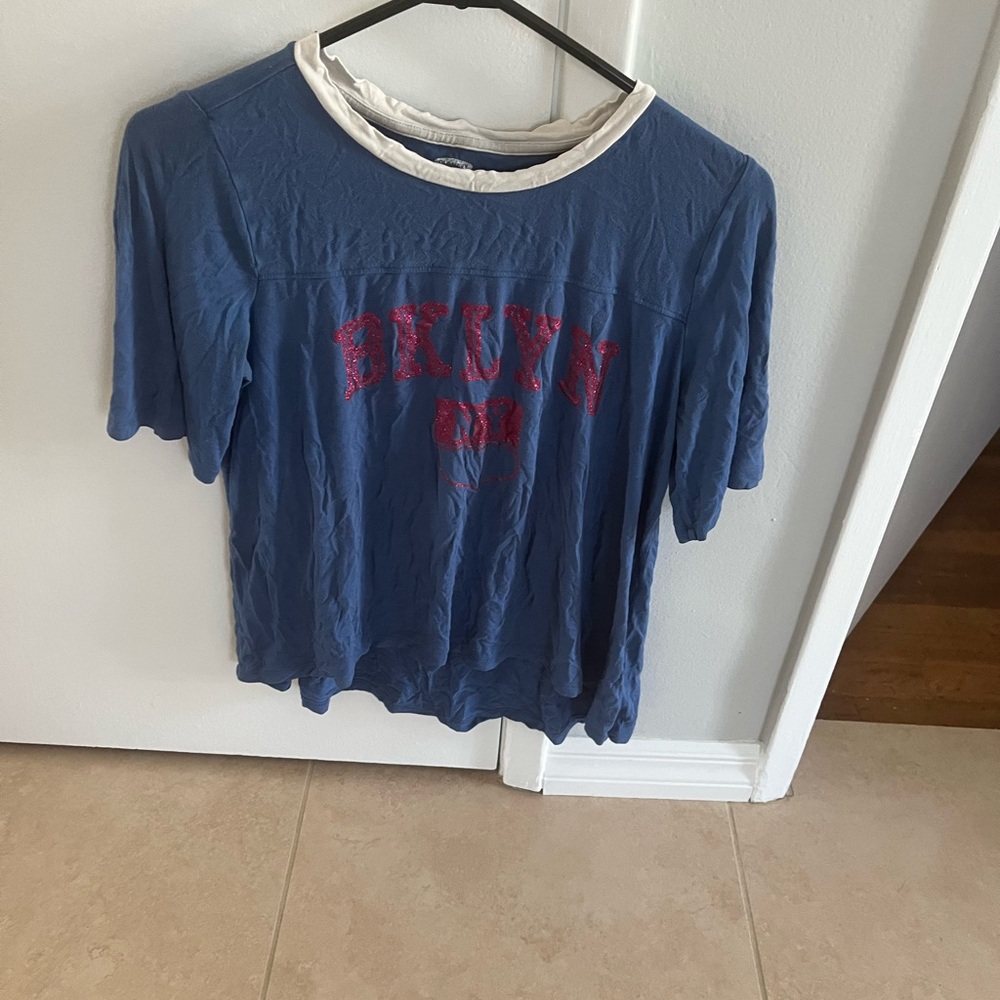 Blue Graphic T-Shirt with Red Print